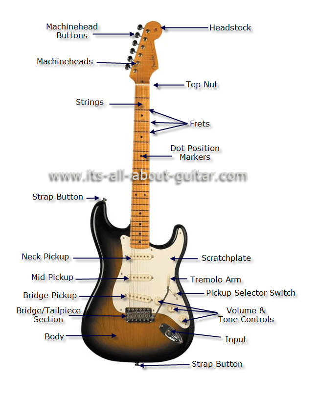 Elektrinės gitaros schemaElektrinės gitaros schema  